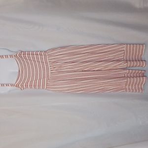 Love Sadie Women's Red & White Stripe Pull-On Straps jumpsuit. Size L